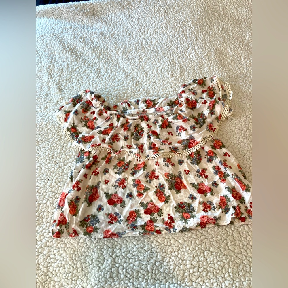 No Comment Floral Print Blouse Size Large